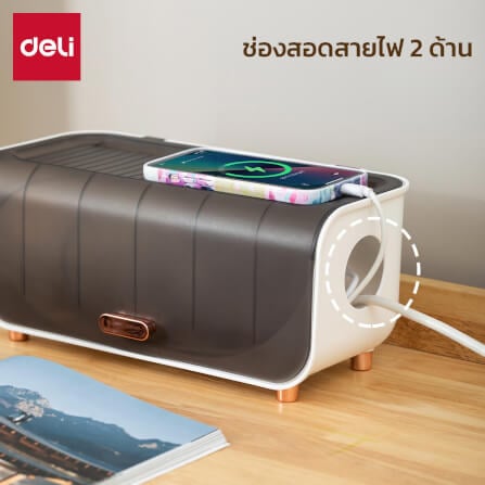 ชั้นเก็บรางปลั๊ก Deli VS6207-BK-01 31.5x15.5x15cm_3