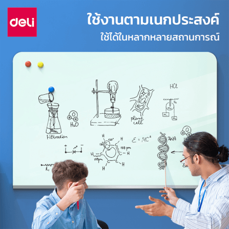 กระดานกระจก ไวท์บอร์ดกระจก Deli MZ103-WH-01 ขนาด 90 x 180 cm_4