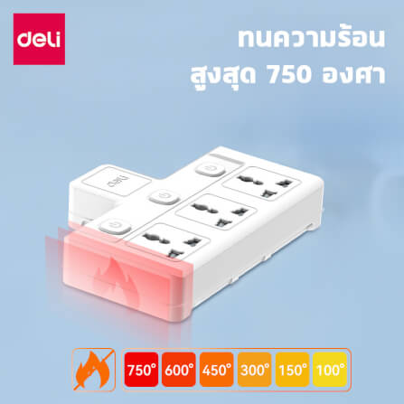 ปลั๊กไฟอแดปเตอร์ 3ช่อง 3สวิตซ์ DELI ET715-WH-01 สีขาว_4