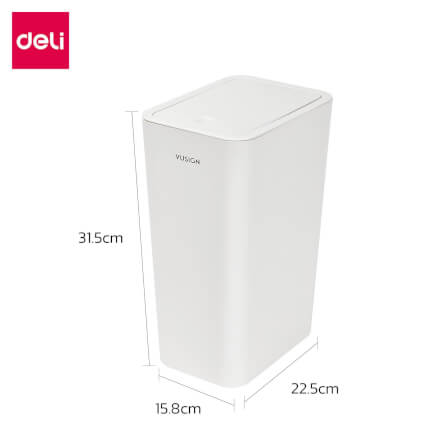 ถังขยะแบบฝากด Deli VS1120-WH-01 สีขาว ขนาด 22.5x15.8x31.5 cm_5