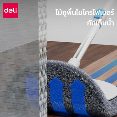 ชุดถังปั่นพร้อมไม้ม็อบ Deli VS1041-BL-01 สีฟ้า_5