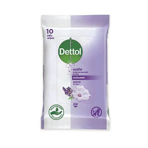 ทิชชู่เปียก เดทตอล สูตรเซนซิทีฟ 10 แผ่น
