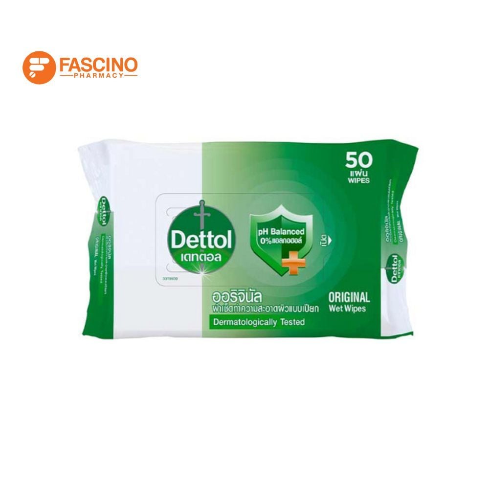 ผ้าเช็ดทำความสะอาดผิวเดทตอล สูตรออริจินัล จำนวน 50 ชิ้น_0