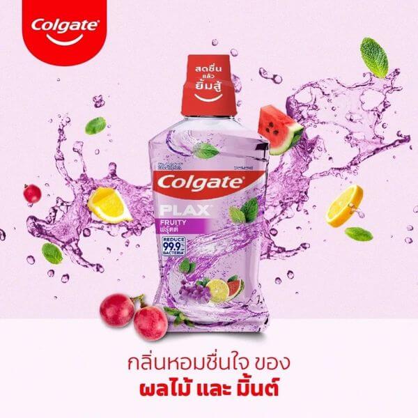 น้ำยาบ้วนปาก คอลเกต สูตรแพลกซ์ฟรุตตี้ ขนาด 250 ml.