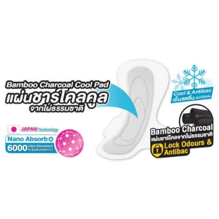ผ้าอนามัยแซนนิต้า ชาร์โคล คูล รุ่นสลิม มีปีก ยาว 24.5 ซม. จำนวน 7 ชิ้น_4