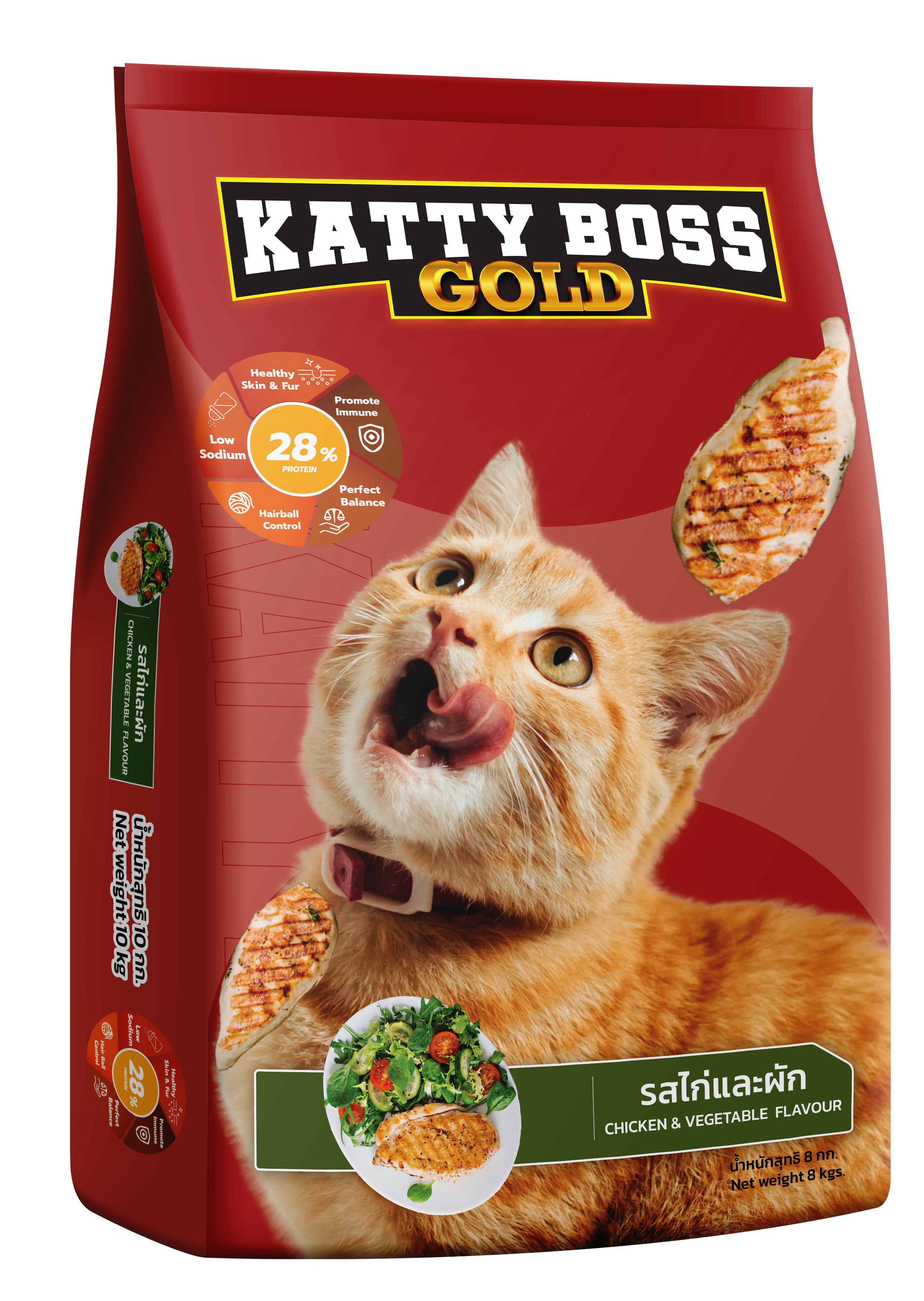 อาหารแมว KATTY BOSS GOLD รสไก่และผัก 8 กก._0