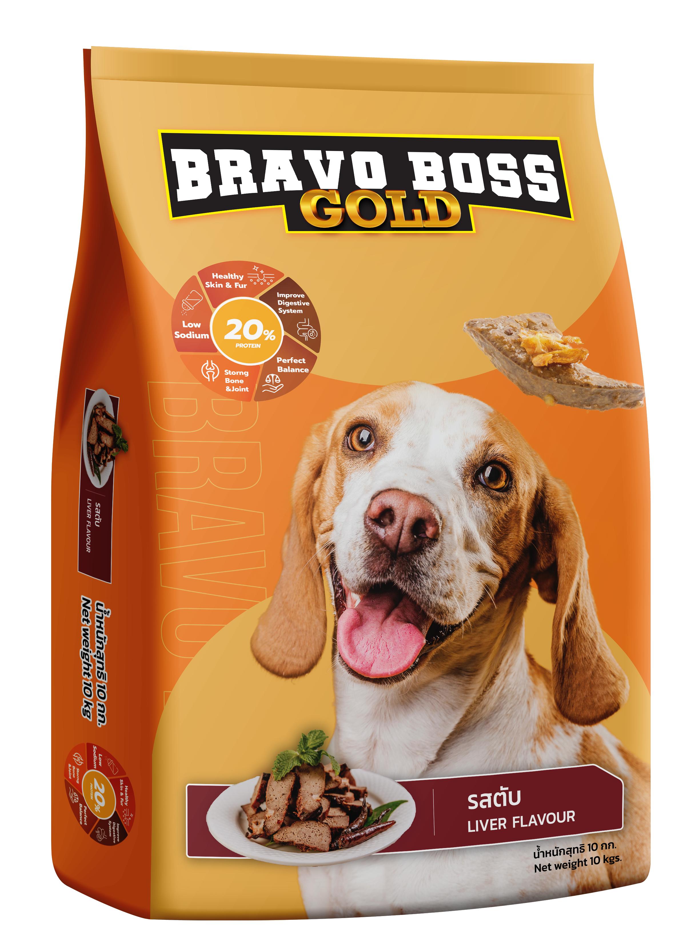 อาหารสุนัข BRAVO BOSS GOLD รสตับ 10 กก._0