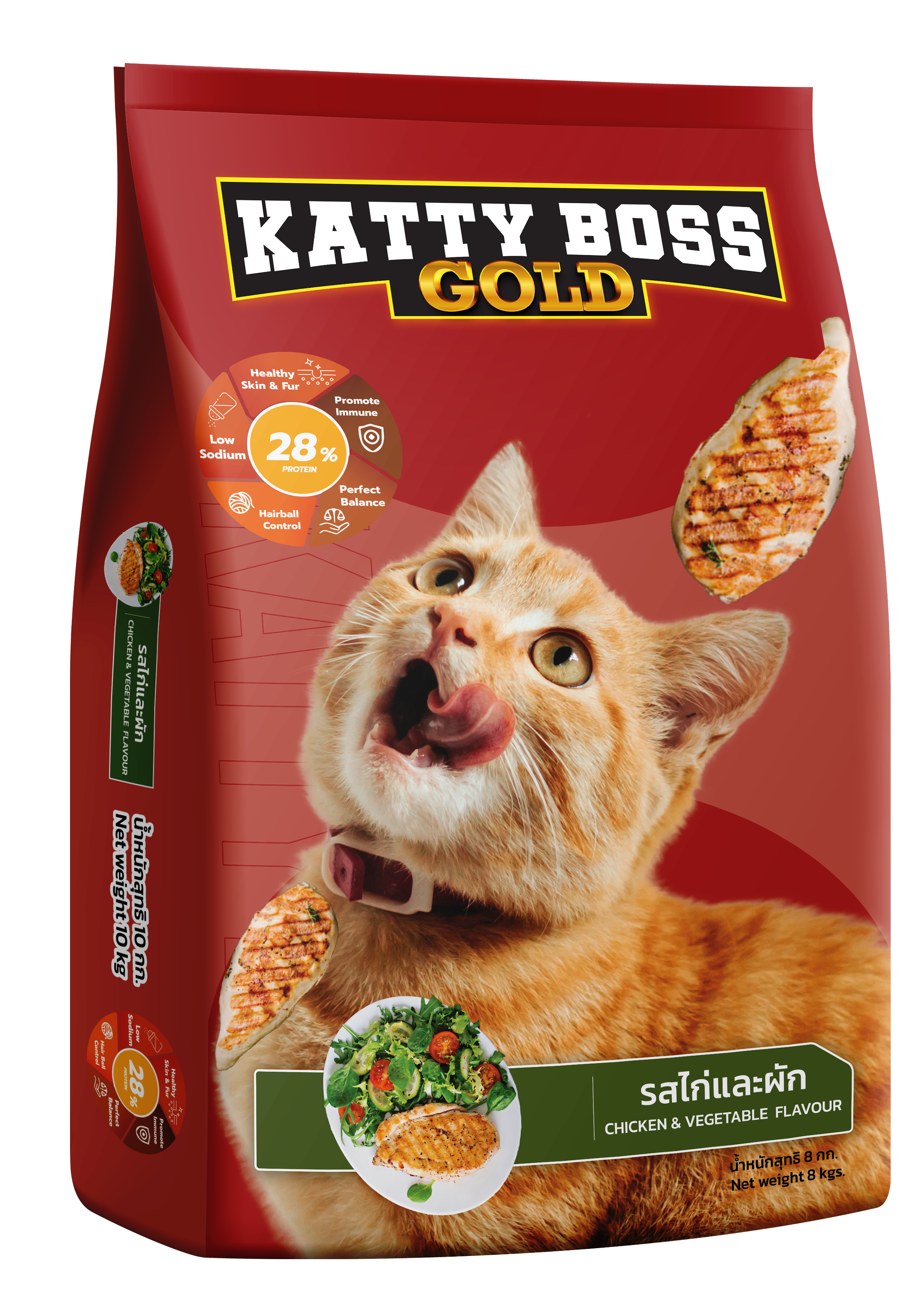 อาหารแมว KATTY BOSS GOLD รสไก่และผัก 8 กก._1