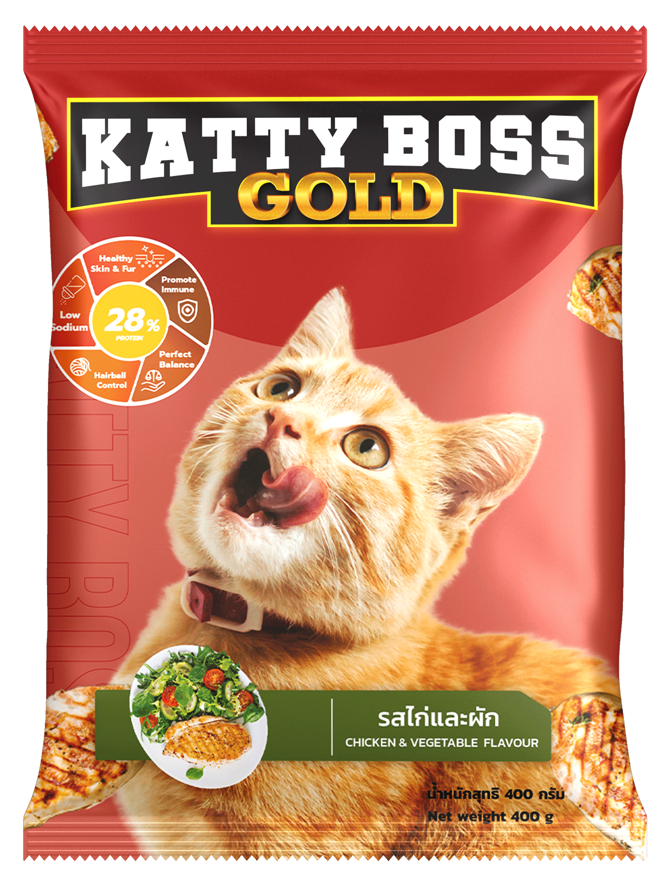 อาหารแมว KATTY BOSS GOLD รสไก่และผัก 400 กรัม _1