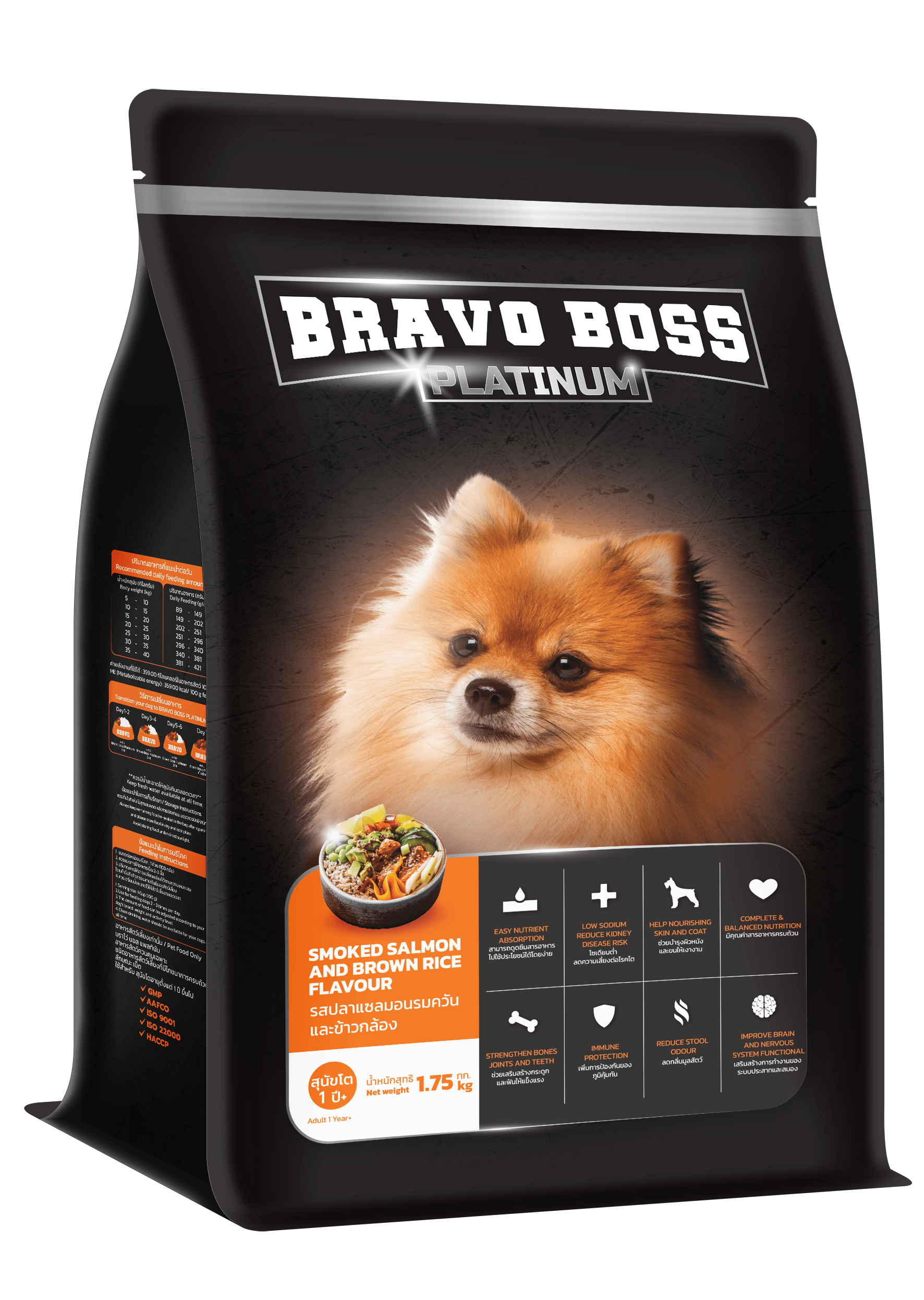 อาหารสุนัข BRAVO BOSS PLATINUM รสปลาแซลมอนรมควันและข้าวกล้อง 1.75 กก. (x6)_1