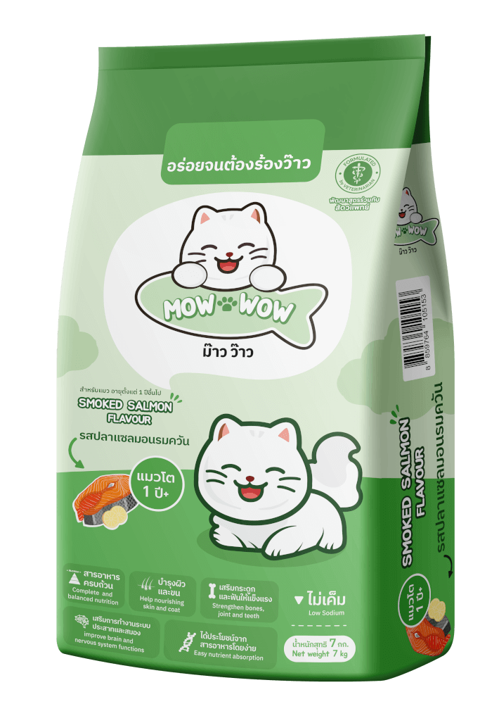 อาหารแมว MOW WOW รสปลาแซลมอนรมควัน 7 กก.