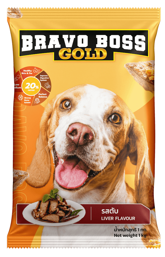 อาหารสุนัข BRAVO BOSS GOLD รสตับ 1 กก.