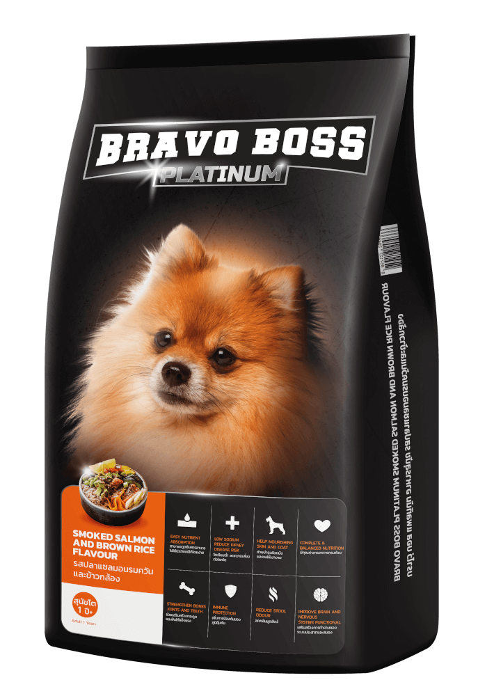 อาหารสุนัข BRAVO BOSS PLATINUM รสปลาแซลมอนรมควันและข้าวกล้อง 8 กก._0