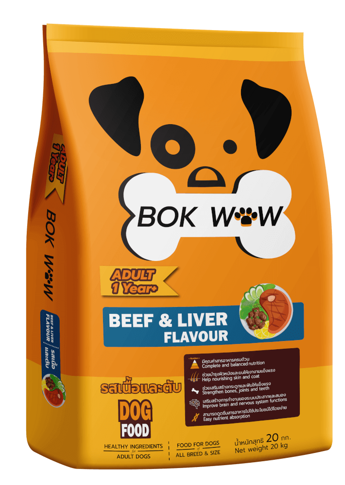 อาหารสุนัขฺ BOK WOW รสเนื้อและตับ 20 กก.