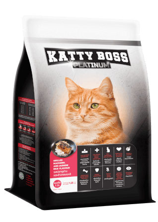 อาหารแมว KATTY BOSS PLATINUM รสปลาทูย่างและข้าวหอมมะลิ 1.25 กก. (x8)_1