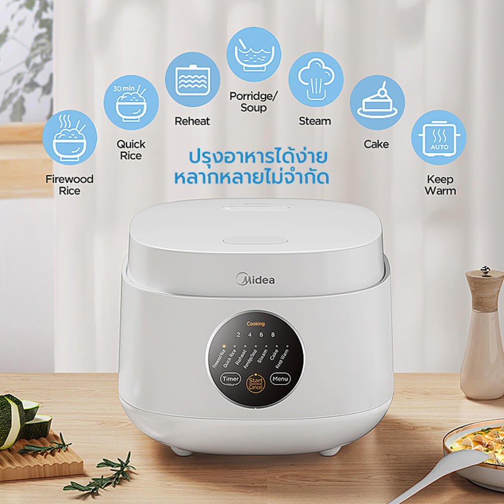 หม้อหุงข้าว DIGITAL MIDEA MB-FB30M161W สีขาว 1ลิตร_2