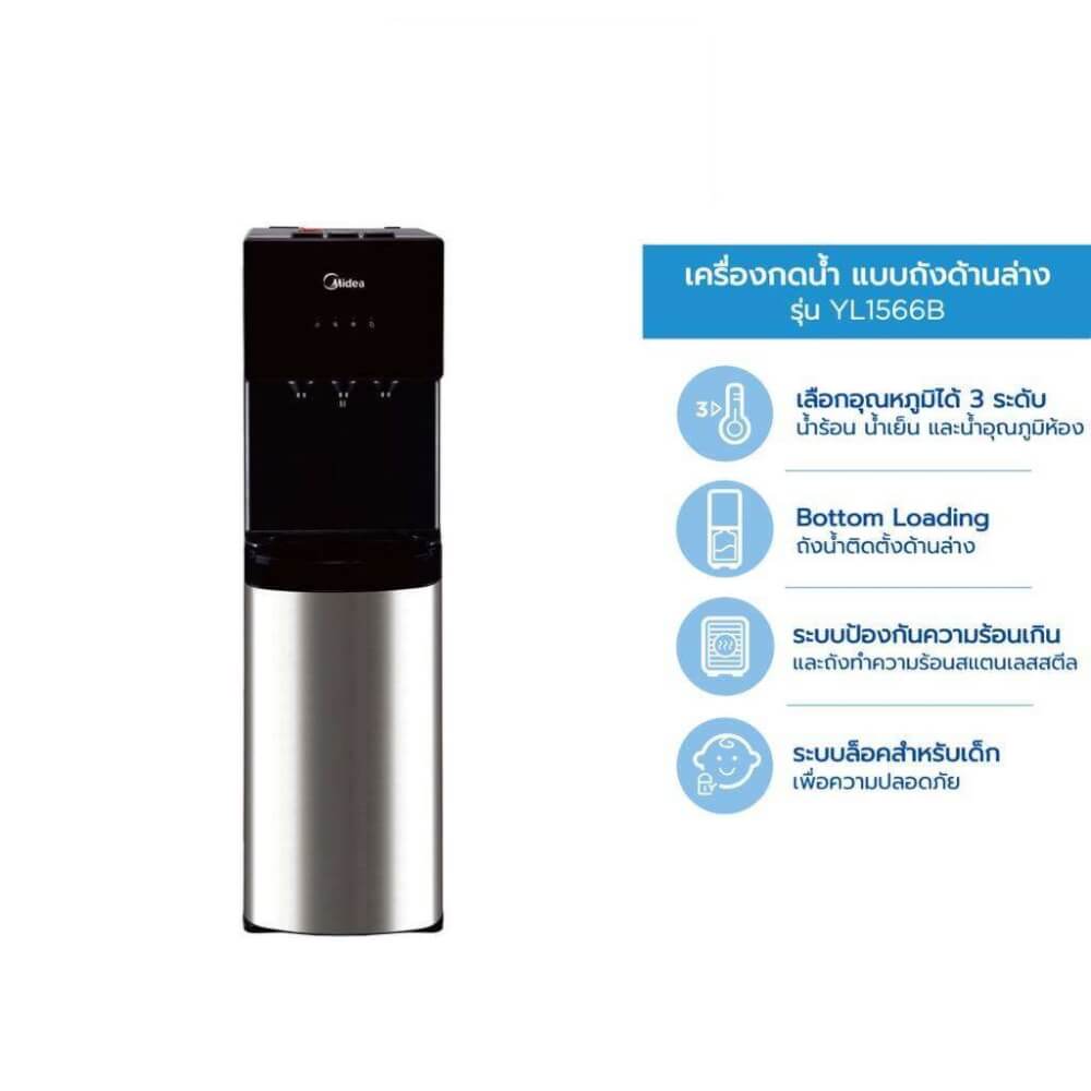 ตู้กดน้ำดื่ม ร้อน-เย็น Midea รุ่น YL1566B แบบถังล่าง ( 3 หัวก๊อก 3 อุณหภูมิ )  