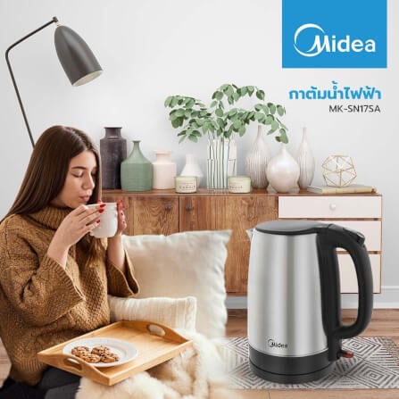 กาต้มน้ำไฟฟ้า Midea รุ่น MK-SN17SA 1.70 ลิตร กำลังไฟ 1850 วัตต์ สีเงิน_6