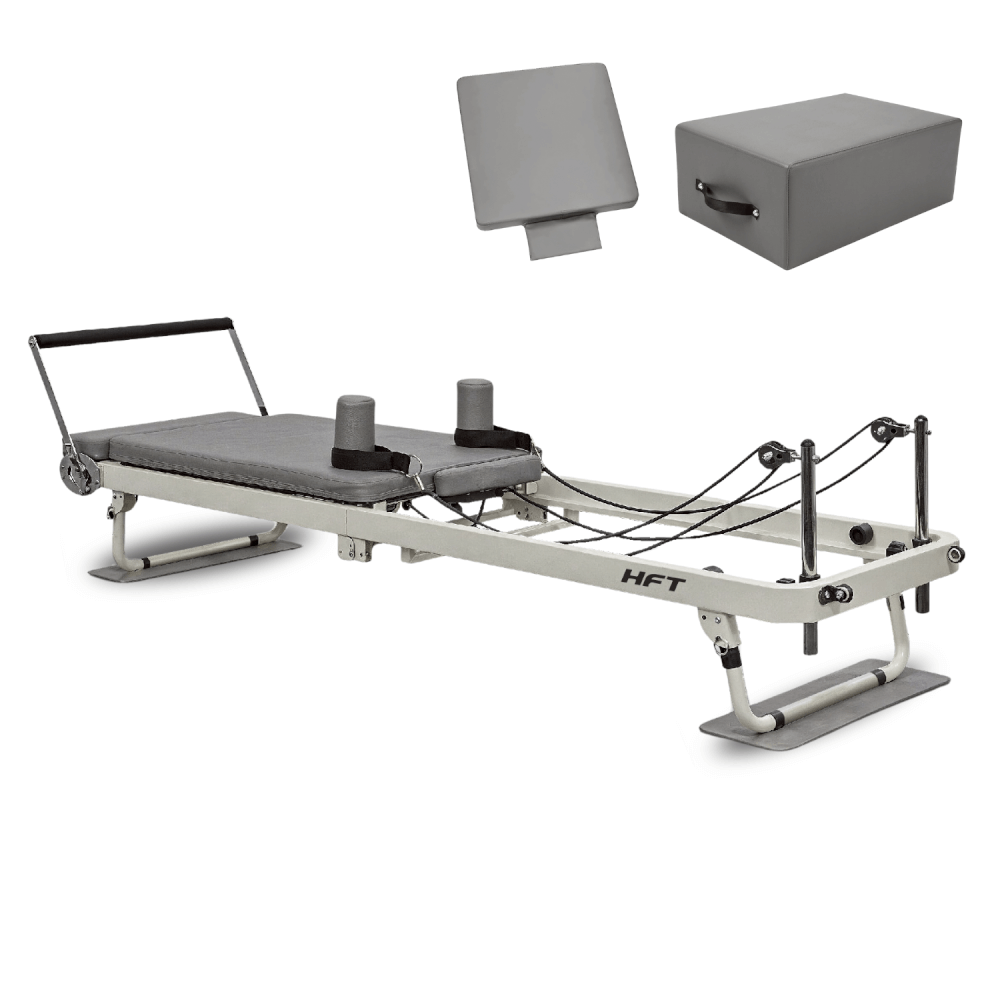 PILATES REFORMER HOMEFITTOOLS พับได้ พร้อมอุปกรณ์เสริม รุ่น PRIME สีเทา