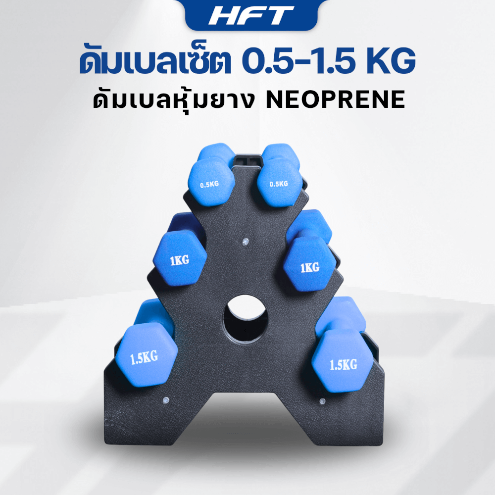 เซ็ตดัมเบล HOMEFITTOOLS ดัมเบล 3 คู่ SET 0.5/1/1.5 KG. สีน้ำเงิน