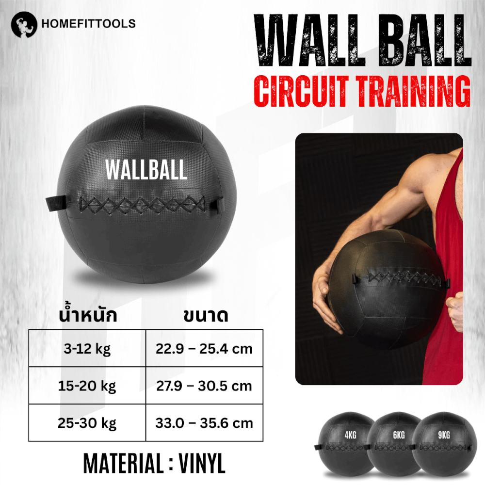 ลูกบอลทุ่มน้ำหนัก WALL BALL HOMEFITTOOLS เกรดแข่งขัน 4 KG.