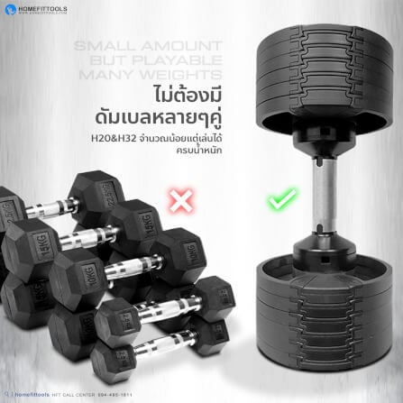 เซ็ตดัมเบล HOMEFITTOOLS H32 (1 คู่) พร้อมขาตั้ง_8