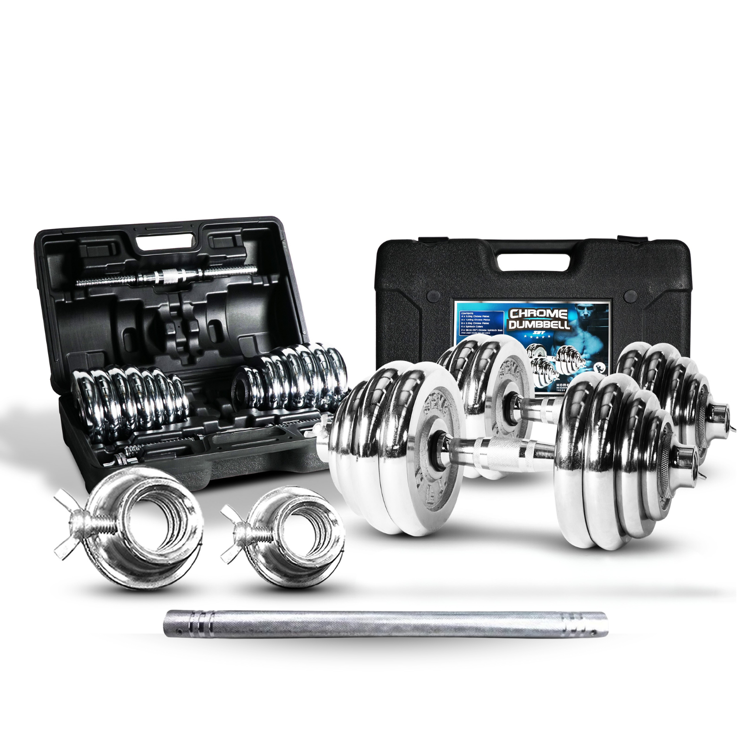 ดัมเบลโครเมี่ยม HOMEFITTOOLS 30 KG พร้อมข้อต่อ 60CM_1
