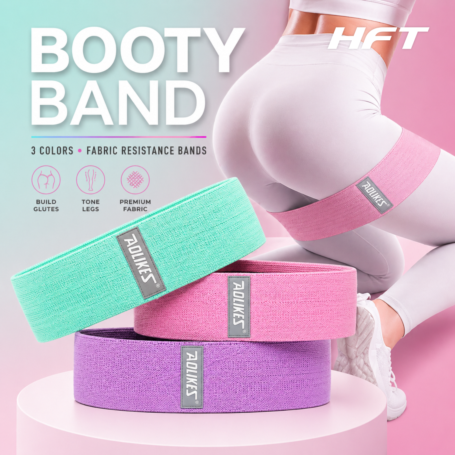 เซ็ตยางยืดออกกำลังกาย 3 ชิ้น BOOTY BAND HOMEFITTOOLS_2