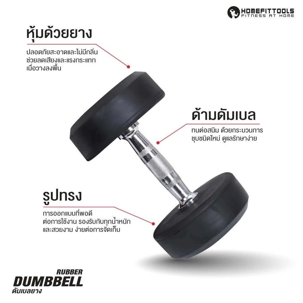 ดัมเบลยางออกกำลังกาย Homefittools แบบกลม 2.5 kg _2