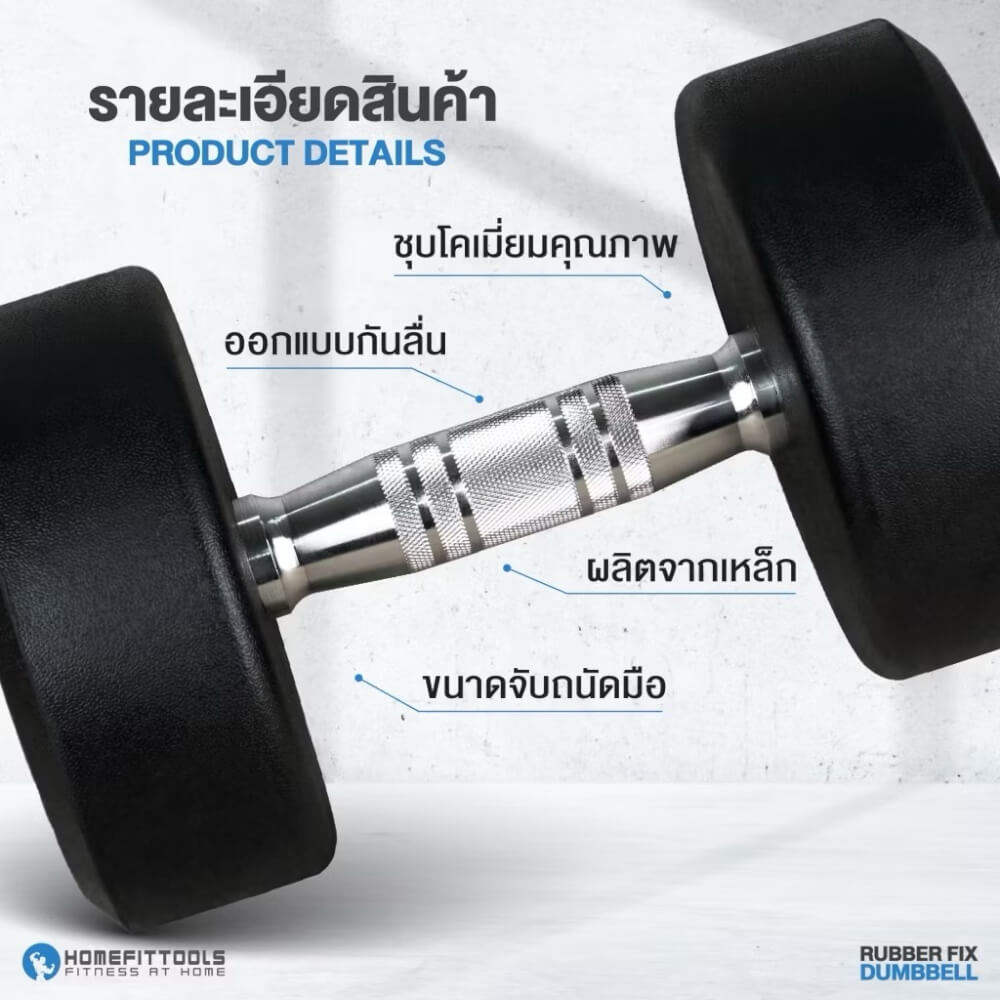 เซ็ตดัมเบล Homefittools แบบ 6 คู่ + แร็ควาง 3 ชั้น Rubber Fix Dumbbell Rack R603