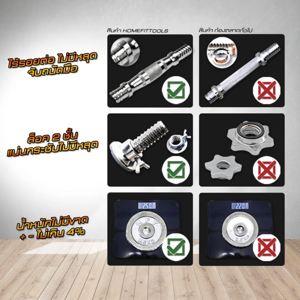 ดัมเบลโครเมี่ยม ปรับน้ำหนัก Homefittools 50 kg สีเงิน_4