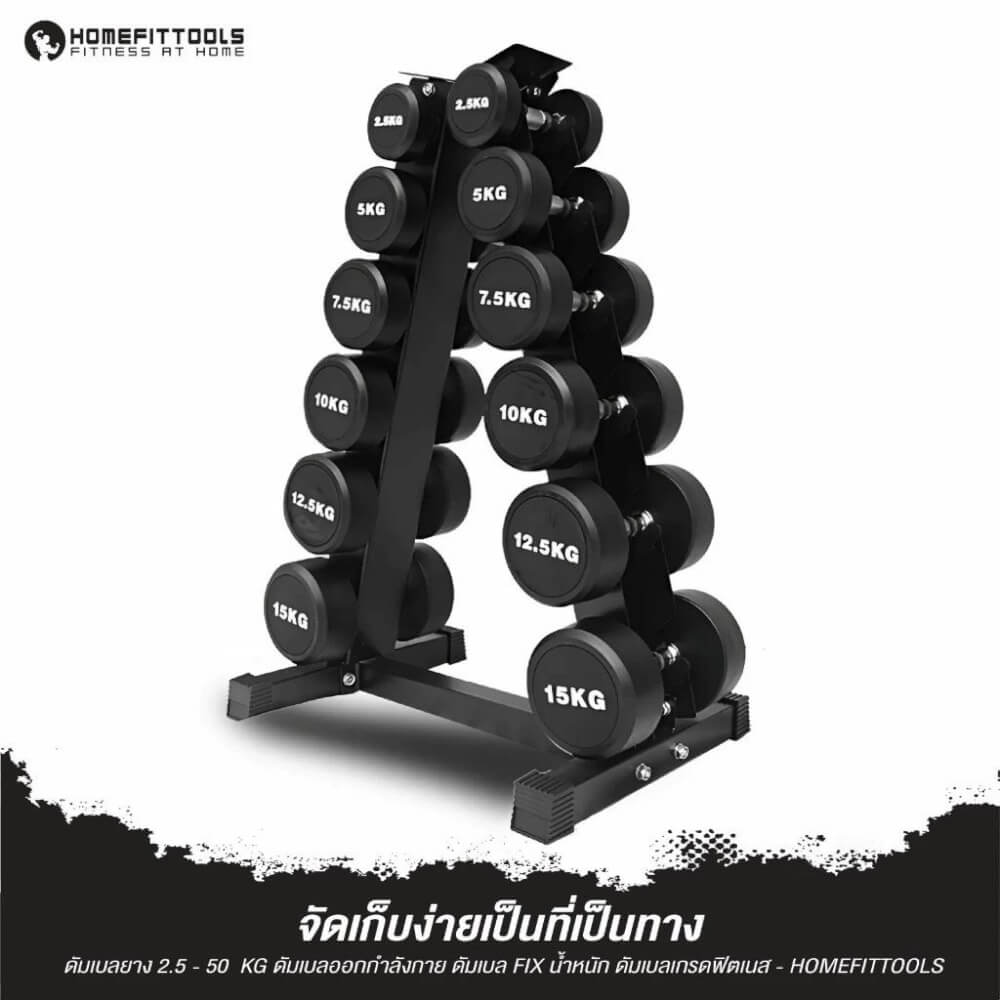 ดัมเบลยางออกกำลังกาย Homefittools แบบเหลี่ยม 5 kg 