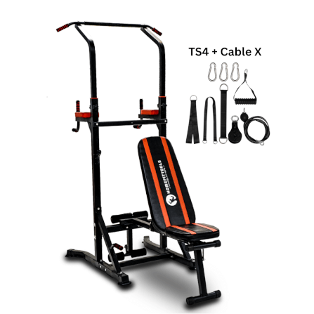 บาร์โหนตั้งพื้น มัลติฟังก์ชั่น พร้อมม้านั่ง+เคเบิ้ล Homefittools รุ่น TS4_0