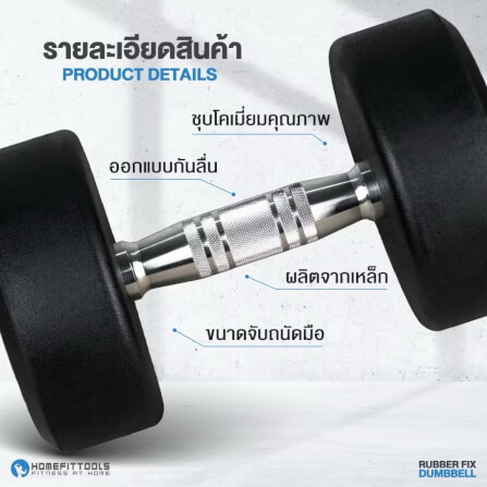 เซ็ตดัมเบล Homefittools แบบ 6 คู่ + แร็ควาง 3 ชั้น Rubber Fix Dumbbell Rack R603_3
