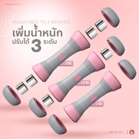 ดัมเบลปรับน้ำหนักได้ Homefitools ปรับน้ำหนักได้ข้างละ 1-2 กิโล สีชมพู_5