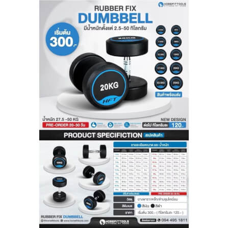 เซ็ตดัมเบล Homefittools แบบ 6 คู่ + แร็ควาง 3 ชั้น Rubber Fix Dumbbell Rack R603_6