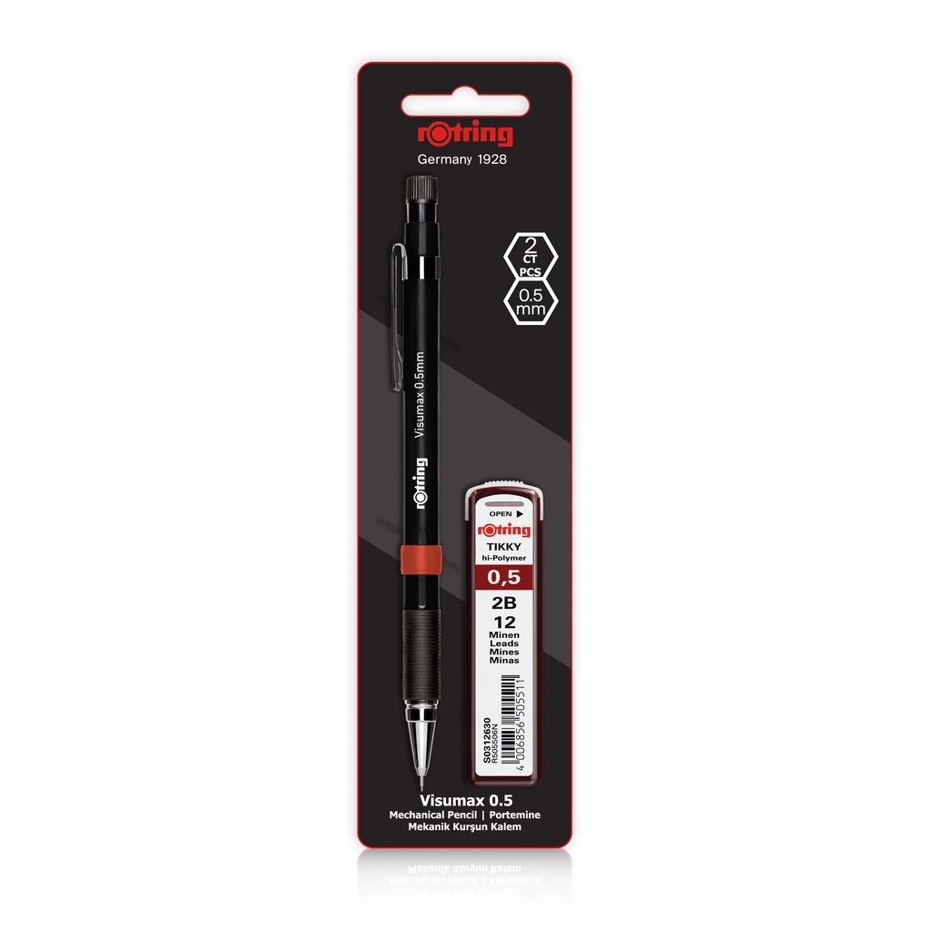 ดินสอกด Rotring Visumax ขนาด 0.5 มม. สีดำ + ไส้ดินสอกด 2B