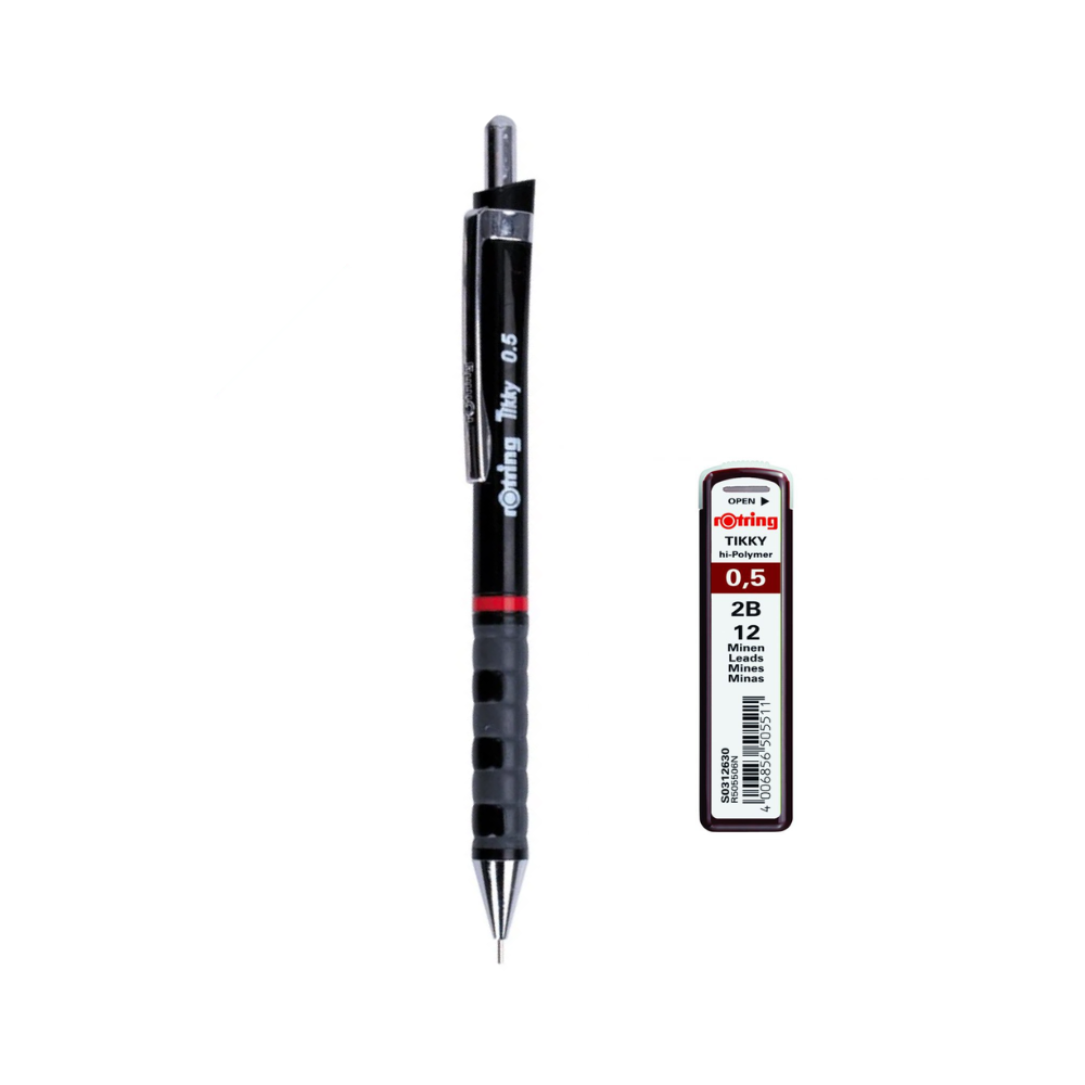 ดินสอกด Rotring Tikky ขนาด 0.5 มม. สีดำ + ไส้ดินสอกด 2B_1