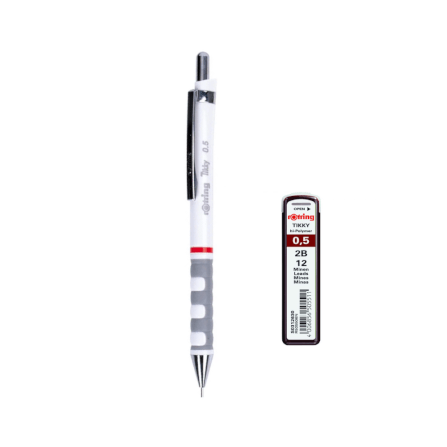 ดินสอกด Rotring Tikky ขนาด 0.5 มม. สีขาว + ไส้ดินสอกด 2B_0