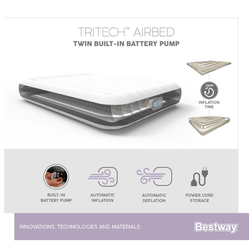 ที่นอนเป่าลม Bestway Tritech Airbed Twin Built-in Battery Pump 1.88m x 99cm x 30cm 