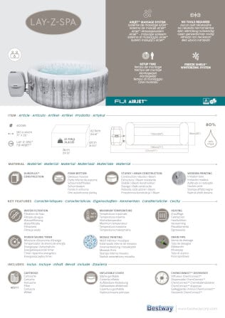 สปาเป่าลม Lay-Z-Spa® Bestway Fiji AirJet ขนาด 1.80m x 1.80m x 66cm_10