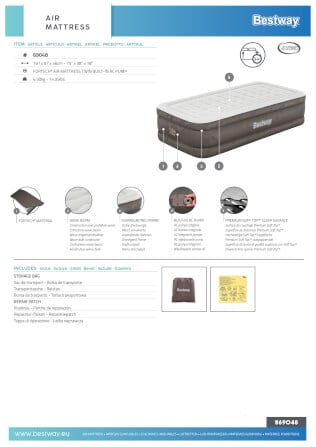 ที่นอนเป่าลม Bestway Fortech Airbed Twin Built-in AC pump 1.91m x 97cm x 46cm_10