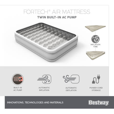 ที่นอนเป่าลม Bestway Fortech Airbed Twin Built-in AC pump 1.91m x 97cm x 46cm_6