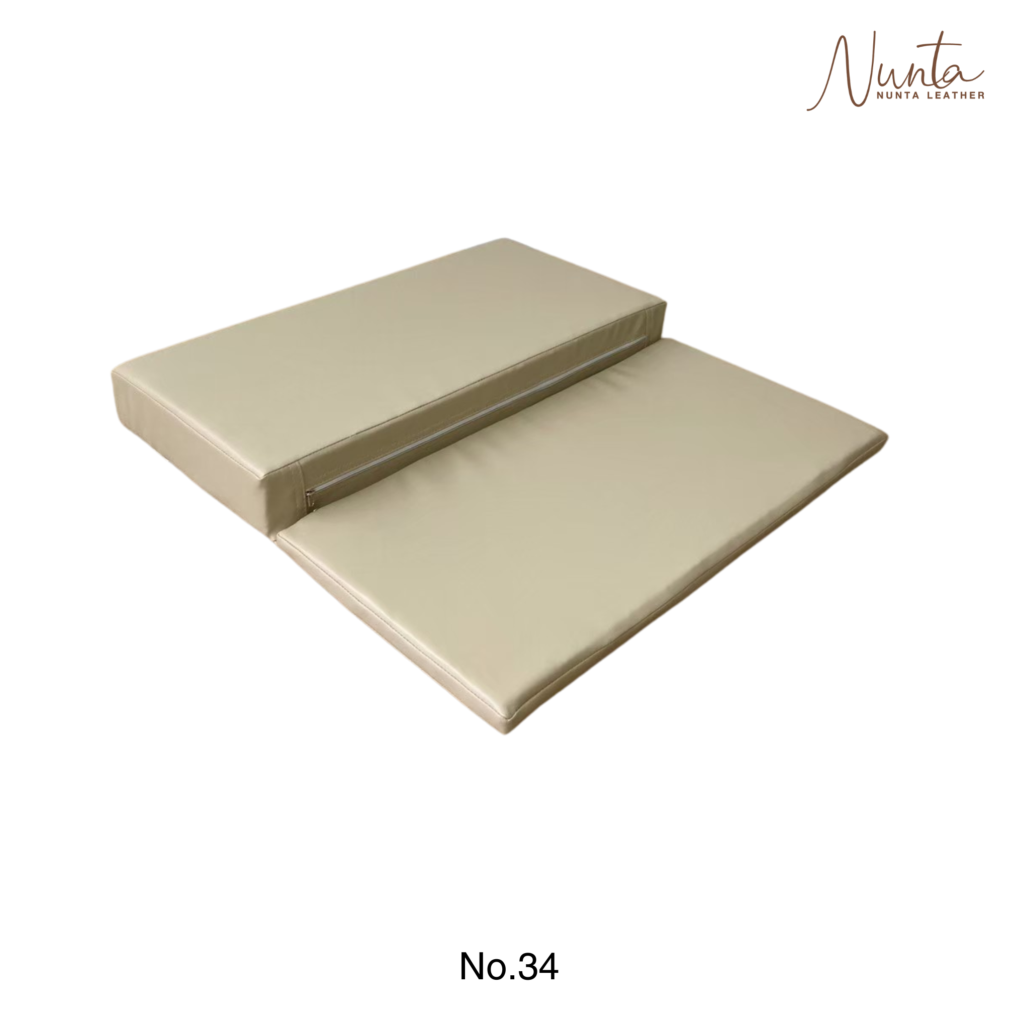 เบาะรองนั่ง พับได้ NUNTA LEATHER RISE FOLDABLE SEAT 60X60X10CM สีครีมอ่อน_0