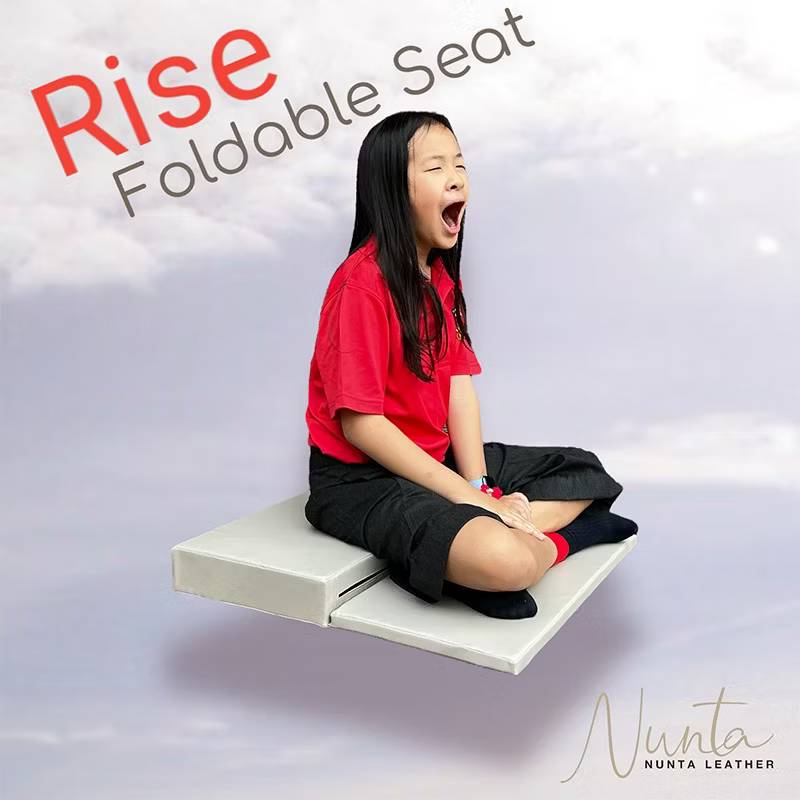 เบาะรองนั่ง พับได้ พิมพ์ชื่อได้ Nunta Leather Rise Flodable Seat 60x60x10cm สีชมพูเข้ม_1