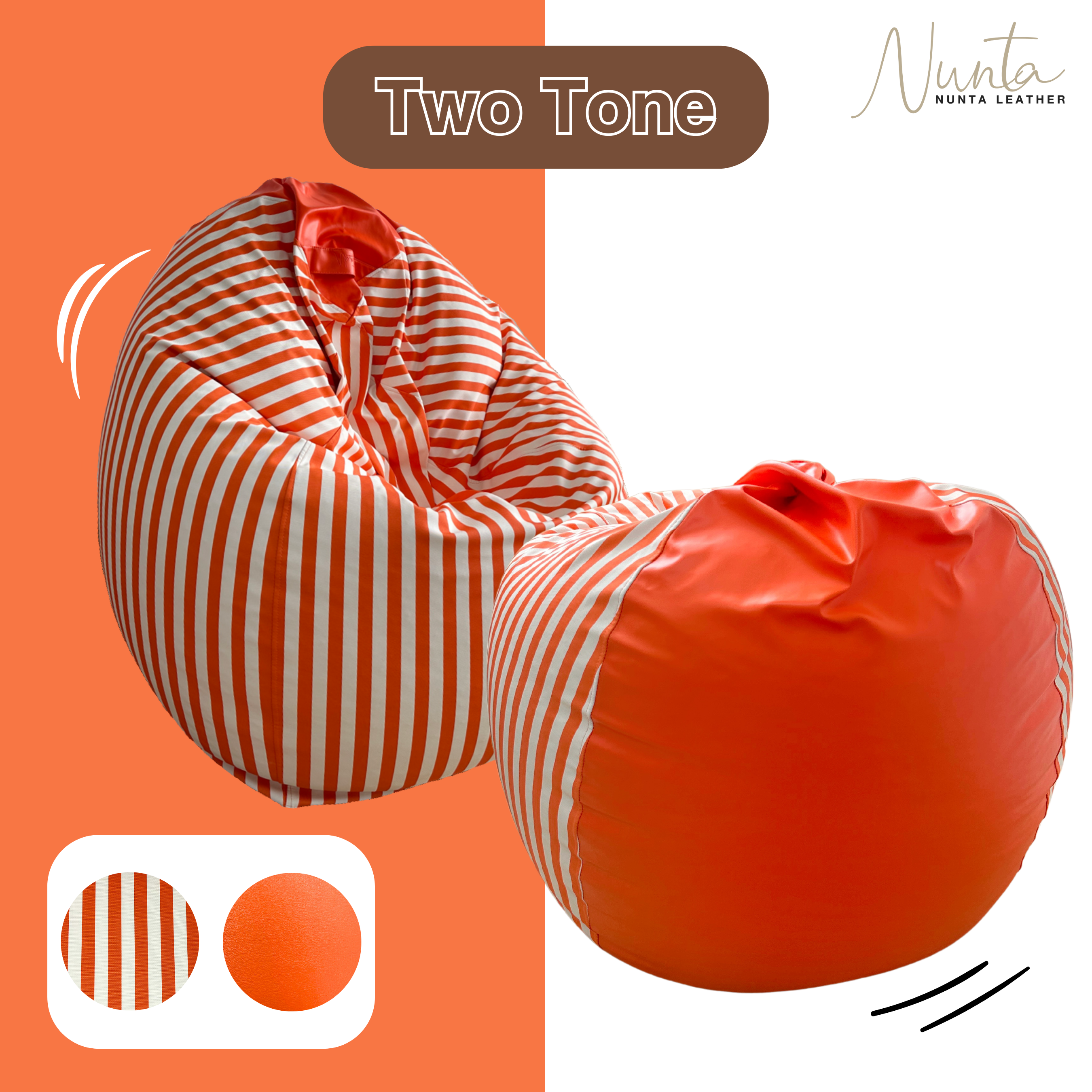 บีนแบค ทรงหยดน้ำ Nunta Leather รุ่น Sunkissed Size: M 70x70cm สีแดง-ขาว_1