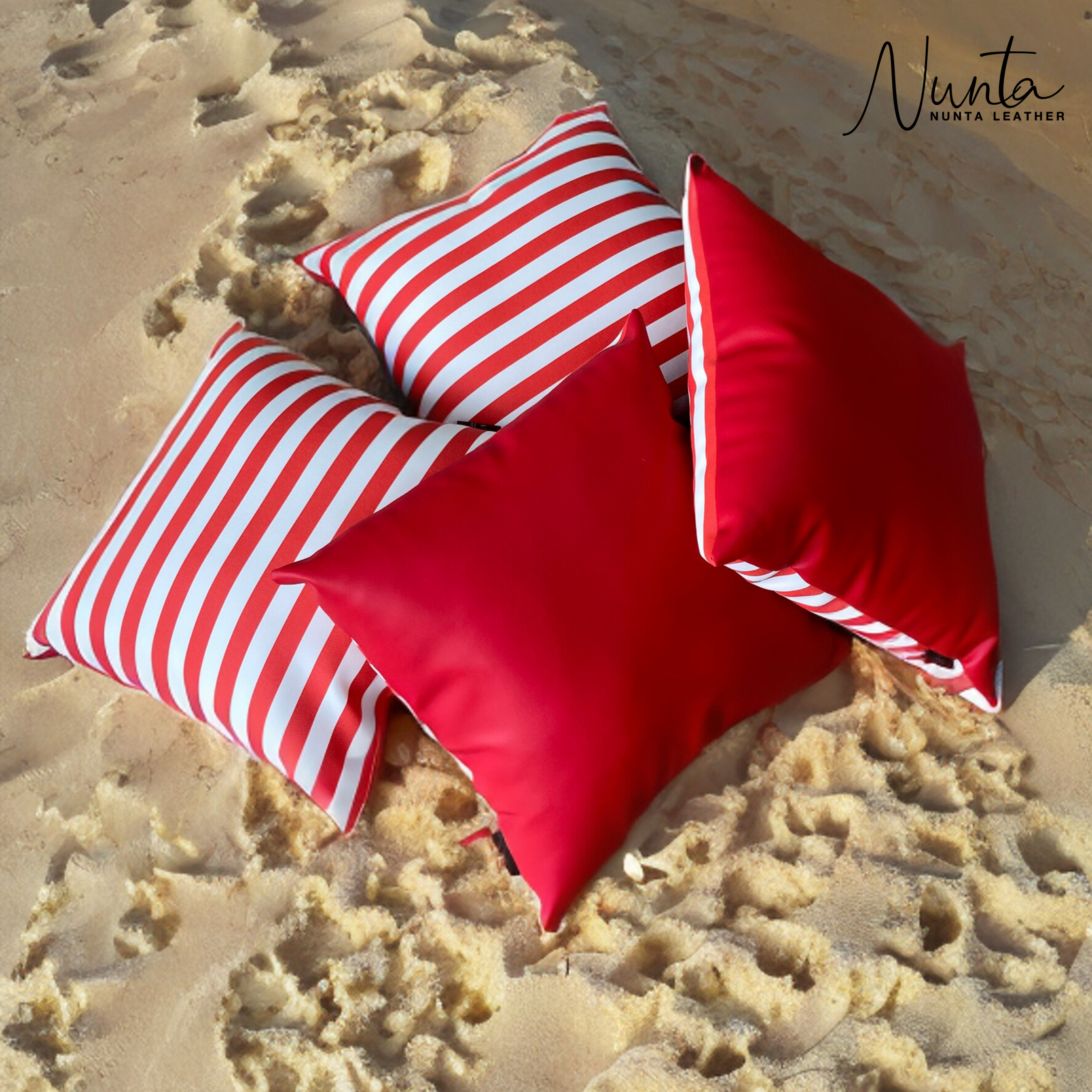 หมอนพิง Nunta Leather รุ่น Sunkissed Size: 20x20 นิ้ว สีส้ม-ขาว_4