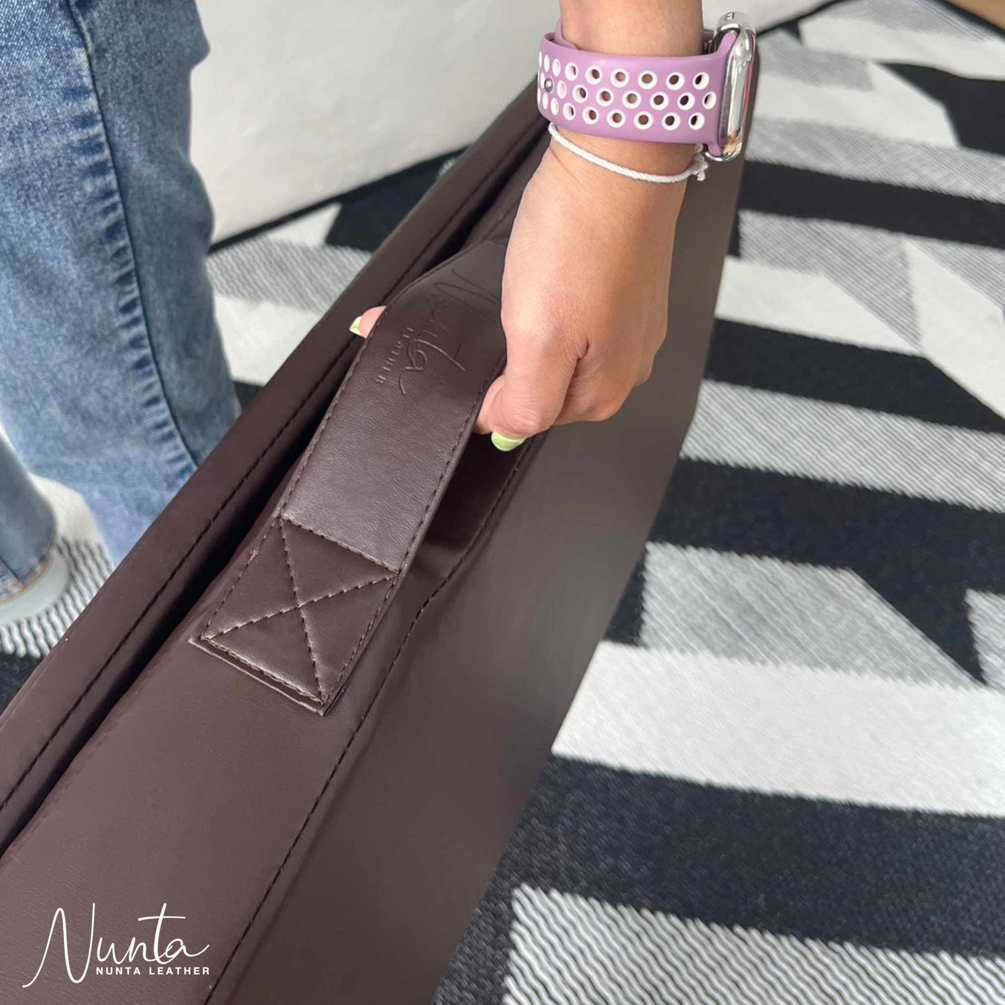 เบาะรองนั่ง พับได้ NUNTA LEATHER RISE FOLDABLE SEAT 60X60X10CM สีเหลืองอ่อน_9