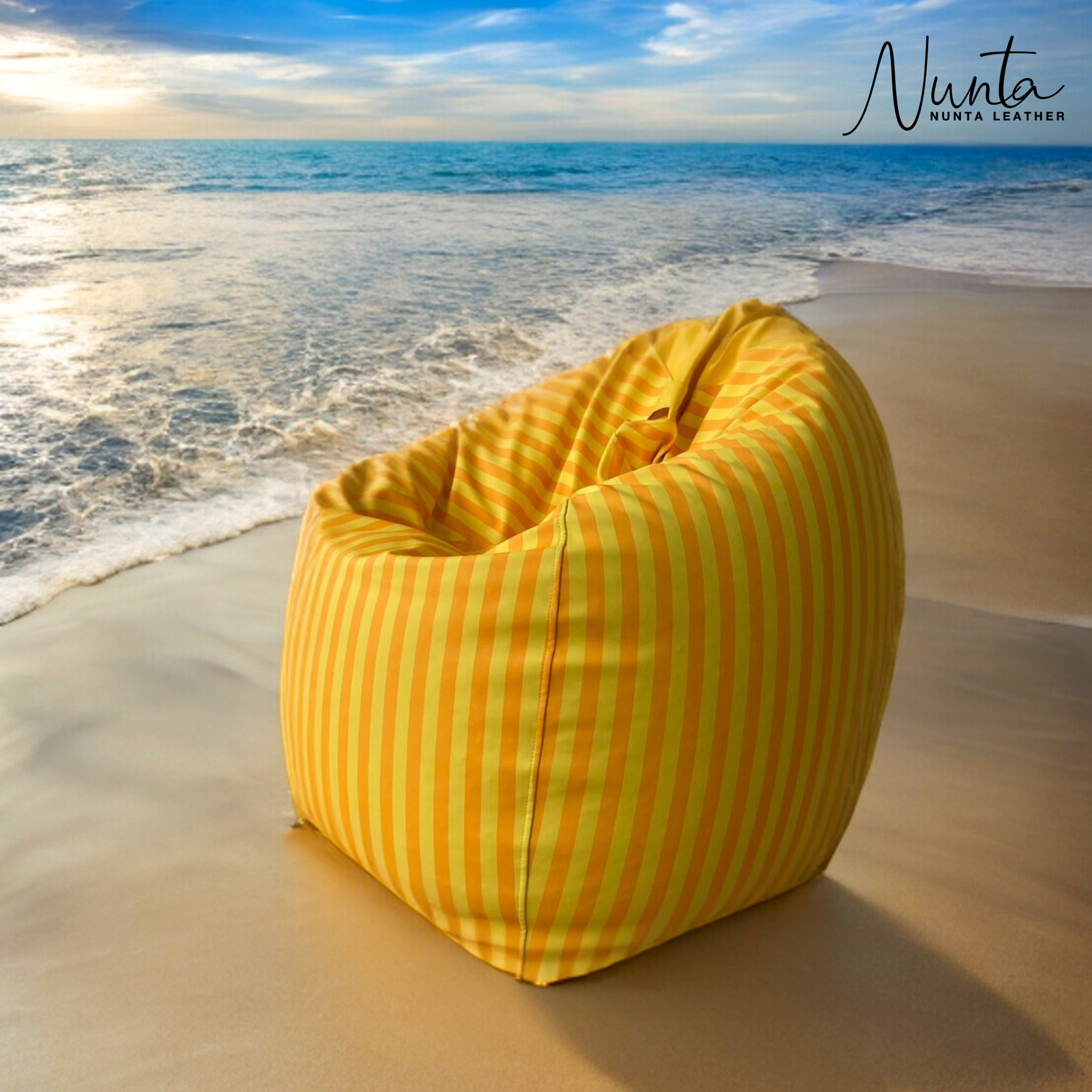บีนแบค ทรงหยดน้ำ Nunta Leather รุ่น Sunkissed Size: L 90x90cm สีเหลืองเข้ม-เหลืองอ่อน_11