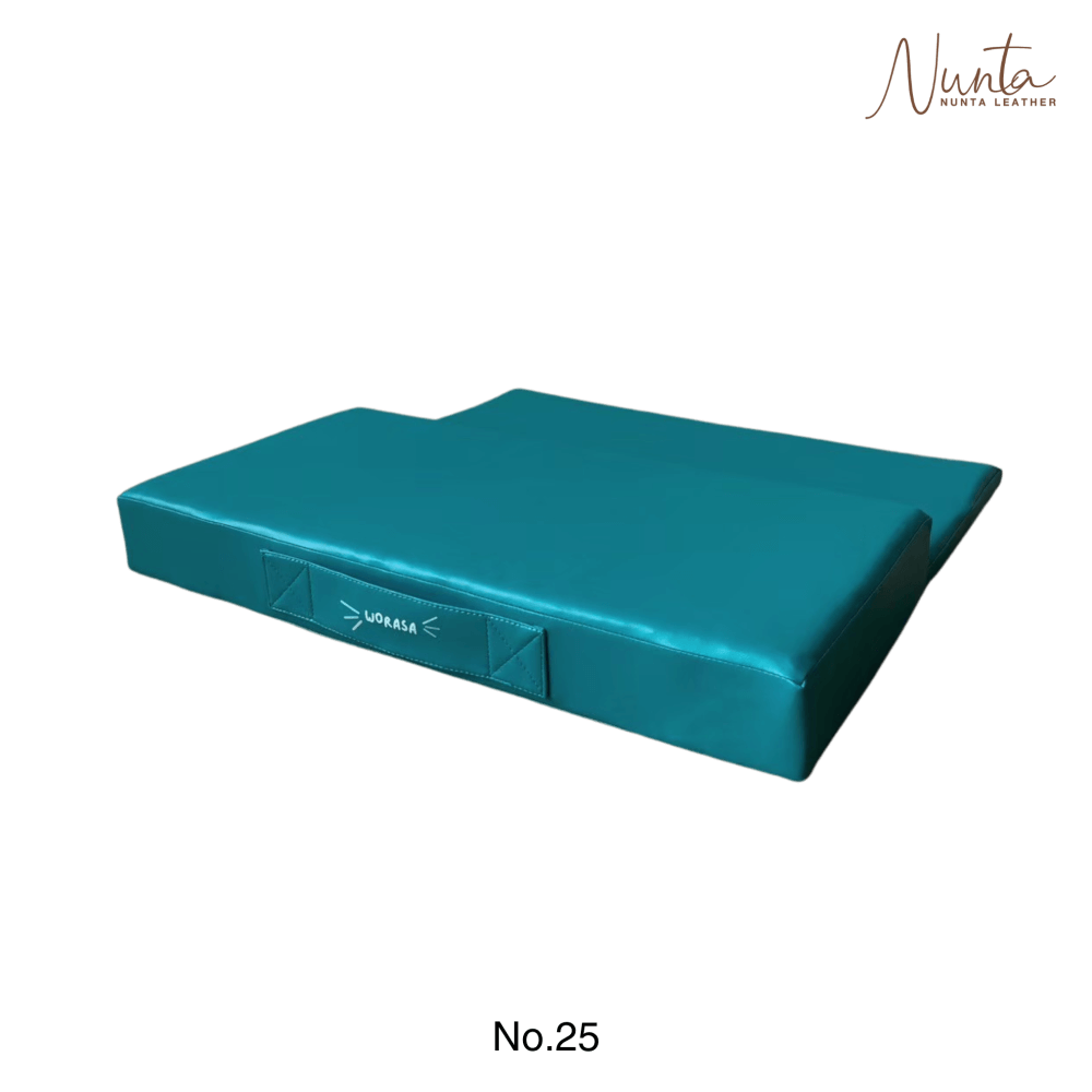 เบาะรองนั่ง พับได้ NUNTA LEATHER RISE FLODABLE SEAT 60X60X10CM สีเทอร์ควอยซ์